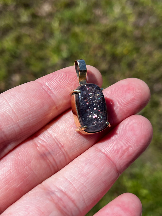 Bloodshot Iolite Brass Charm