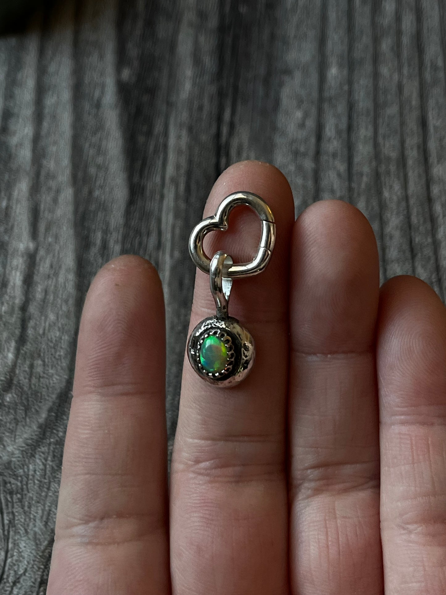 Silver Charm with Opal